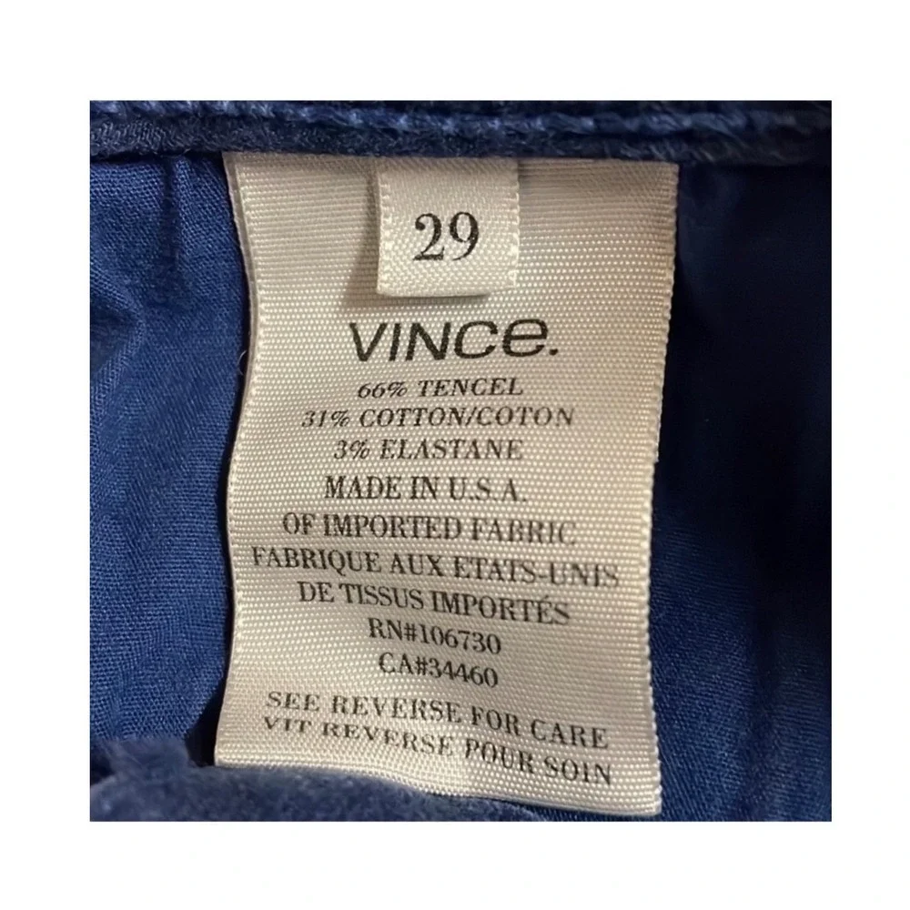 Vince Jeans Pants Artic Blue Skinny Denim Stretch Tencel Cotton Casual Size 29